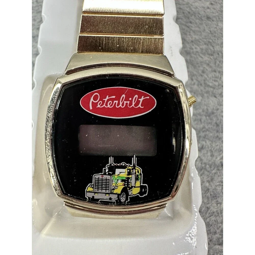 PETERBILT TRUCK Vintage Digital Mechanical Analog Gold Tone Watch